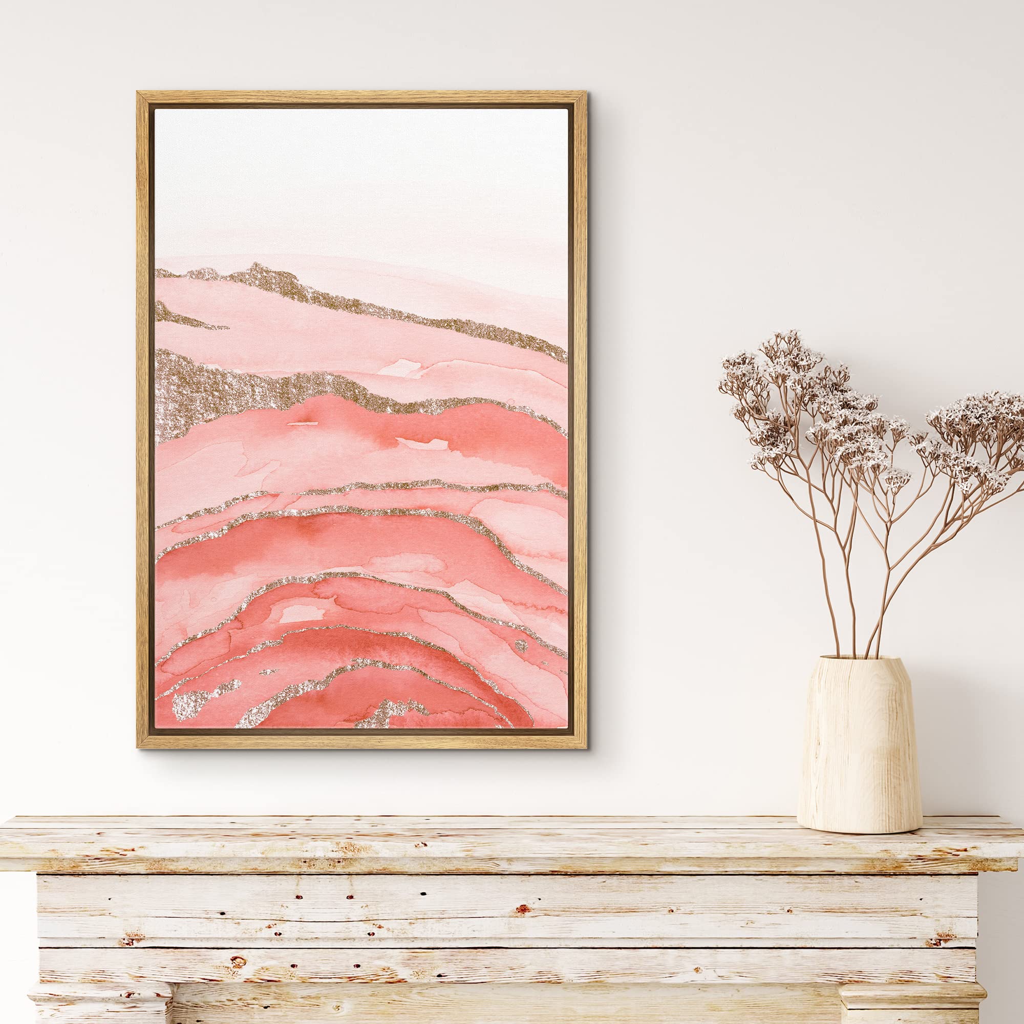 Amazon.com: MUDECOR Framed Canvas Print Wall Art Coral Pink